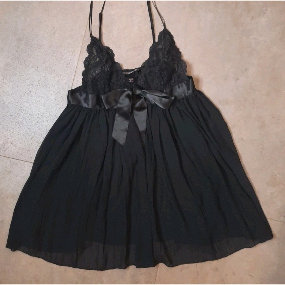 Victoria Secret Black Lace Babydoll Pj's Womens Size Small Fairy Whimsigoth